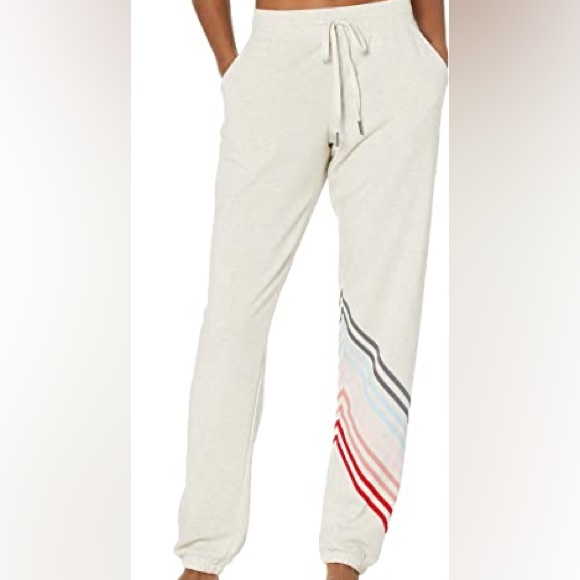 NWT Oatmeal Joggers with Rainbow Stripe PJ Salvage - Picture 2 of 3
